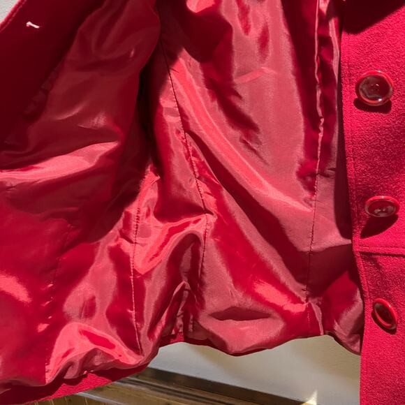 Talbots 100% Wool Jacket Dress Set Sz 8 Petite Cherry Red Business Casual Career - Picture 4 of 10